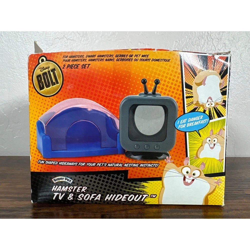 Disney Bolt Super Pet Hamster TV & Sofa Hideout 2 Piece Set Rhino Hamster Toy